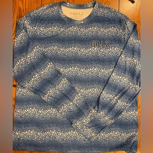 EUC Gillz Men’s Long sleeve UV Extreme sting ray, size XL,pullover, blue bubbles